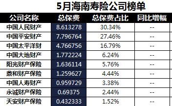 海南省2018年前5月寿险公司总保费排行榜.xls