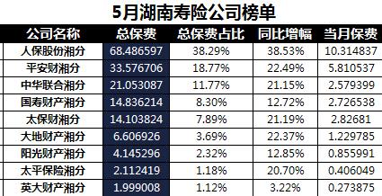 湖南省2018年前5月寿险公司总保费排行榜.xls